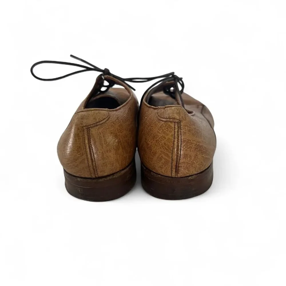 Grenson Tan Antelope Hide Leather Derby Shoes Classic Oxford Brogues c. 1974